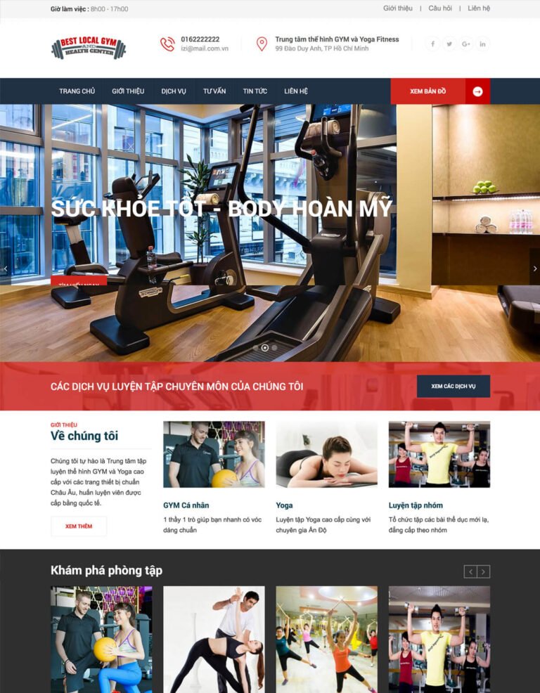 Mẫu website Izi Gym