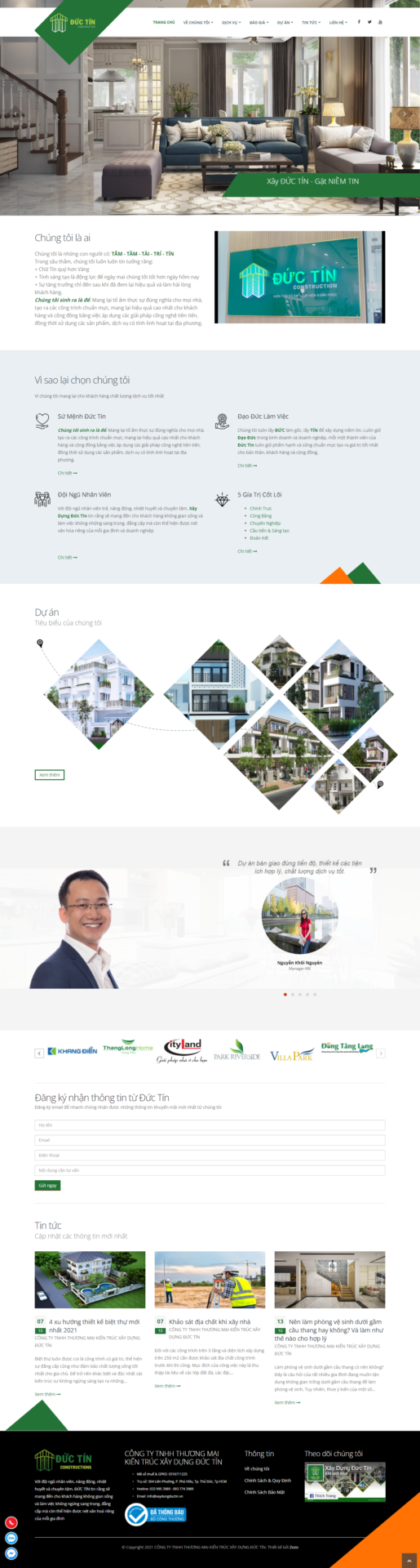 Mẫu website kiến trúc xây dựng Đức Tín