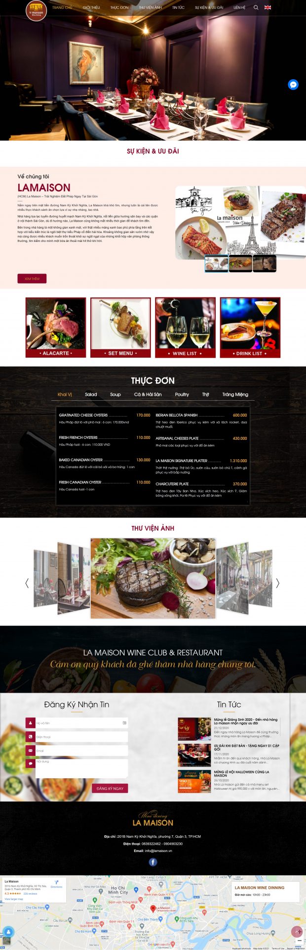 Mẫu website nhà hàng la maison