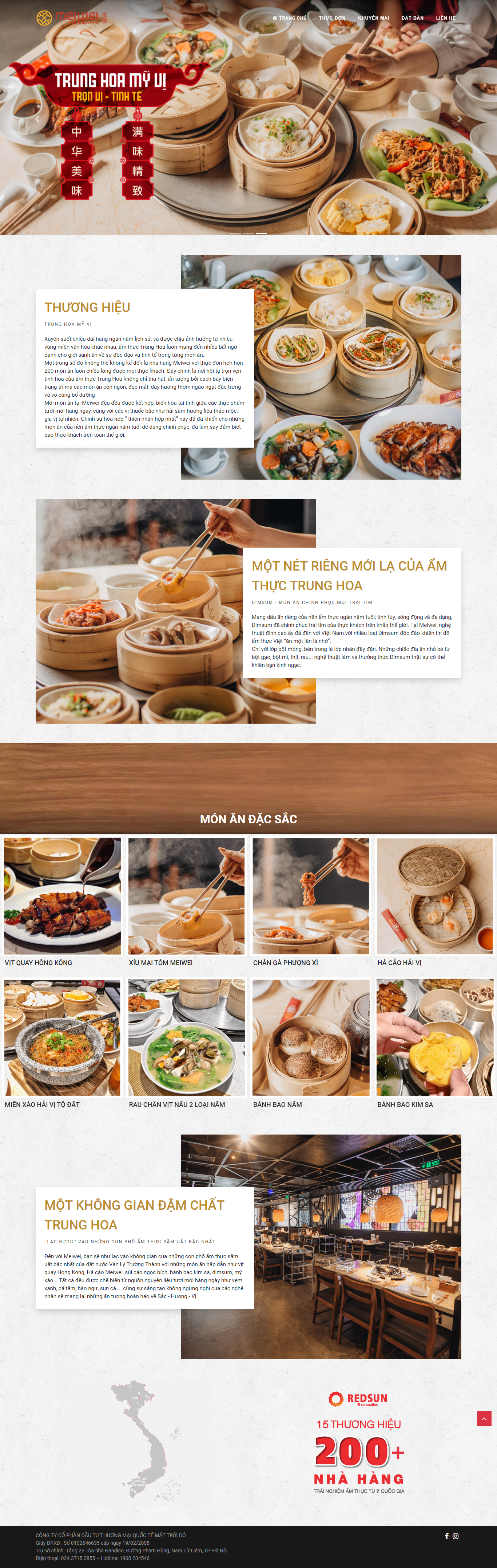 Mẫu website nhà hàng Trung Hoa Meiwei
