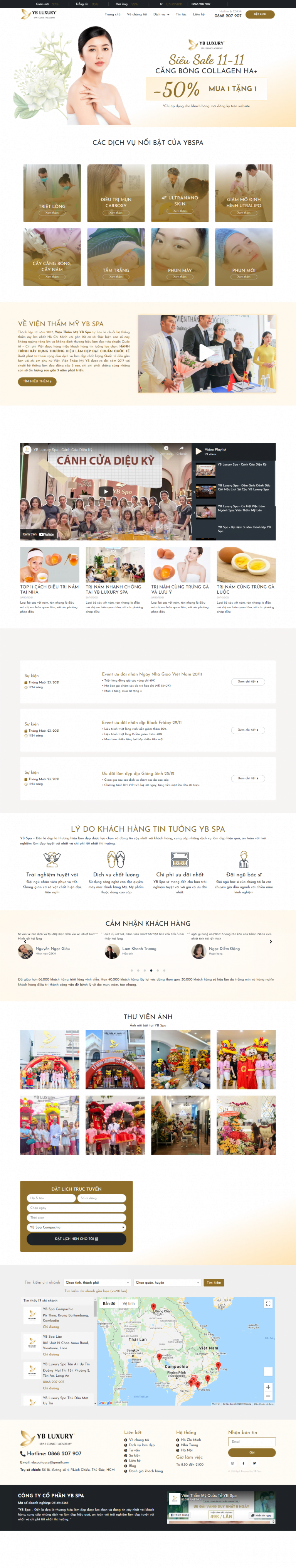 Mẫu website Spa thẩm mỹ YB Luxury