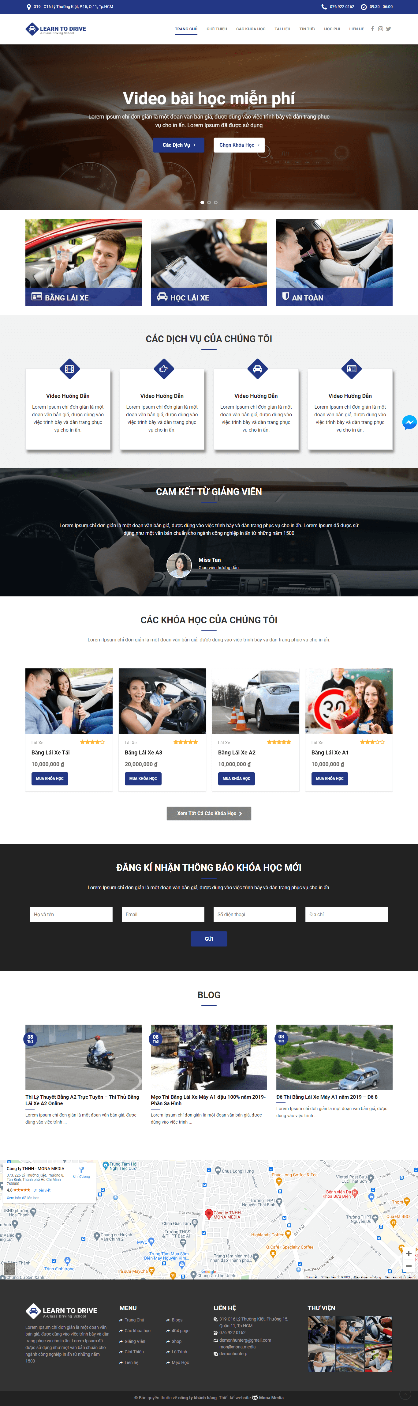 Mẫu website trường dạy lái xe