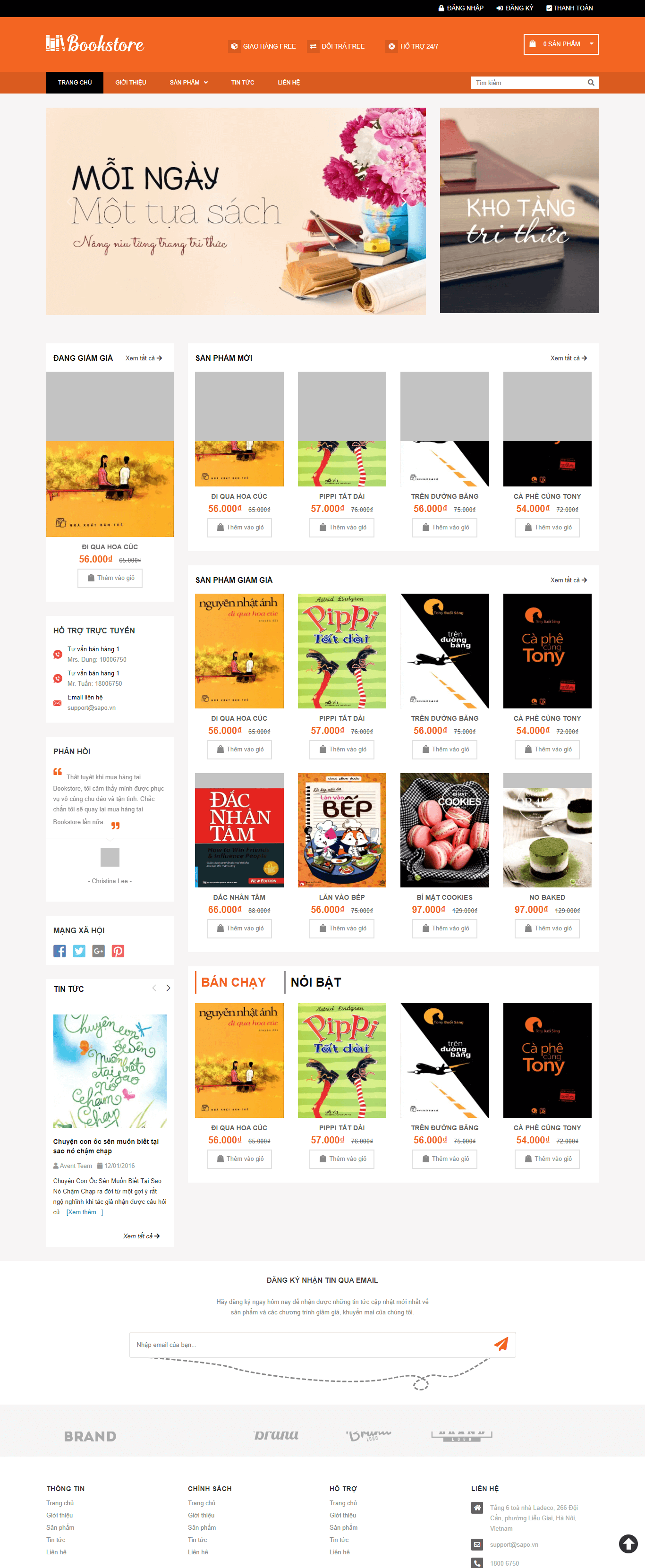 Mẫu website bán hàng Book Store