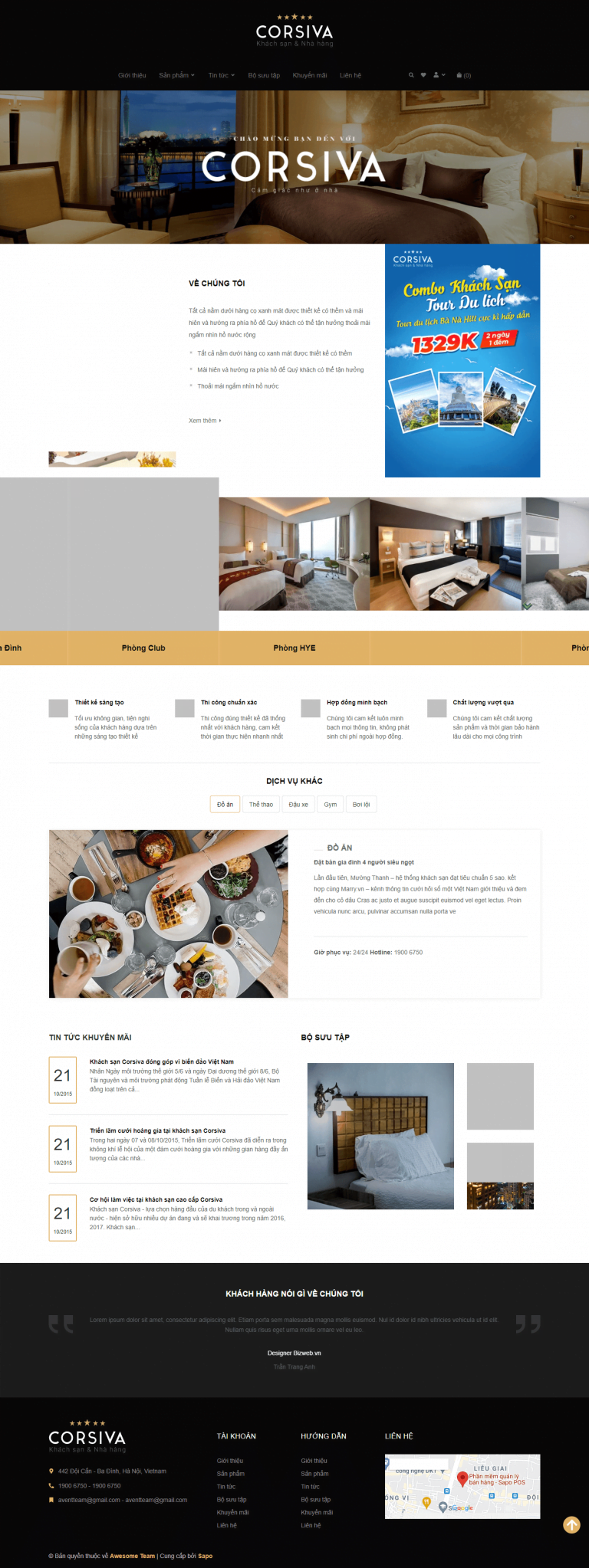 Mẫu website khách sạn Corsiva
