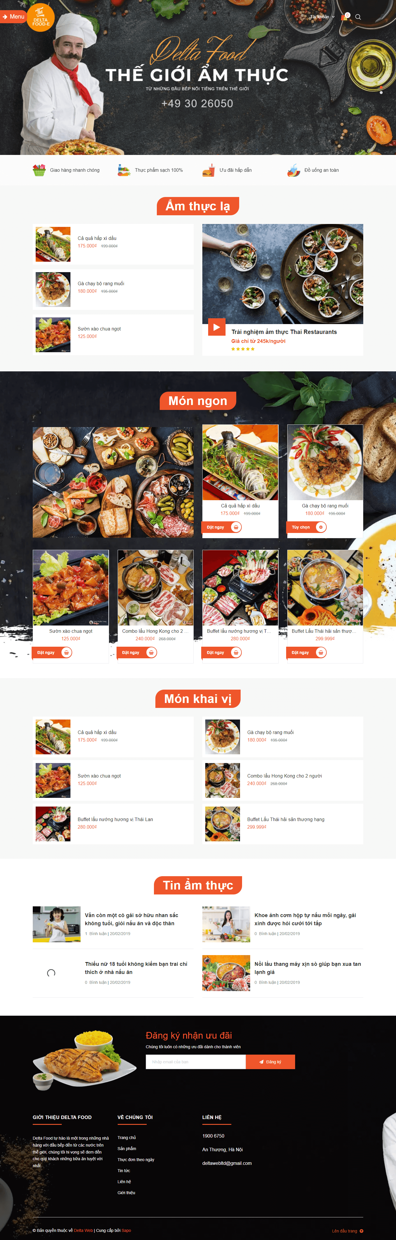 Mẫu website nhà hàng Delta Food