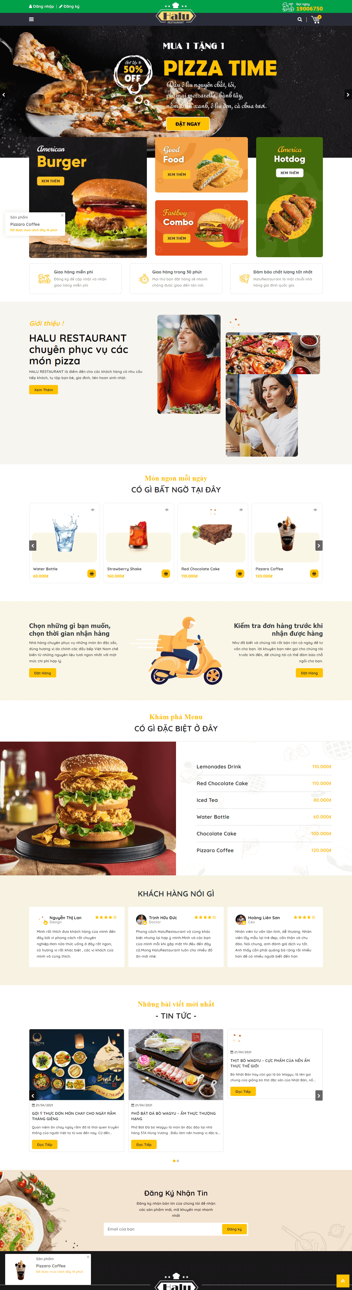 Mẫu website nhà hàng HaluRestaurant