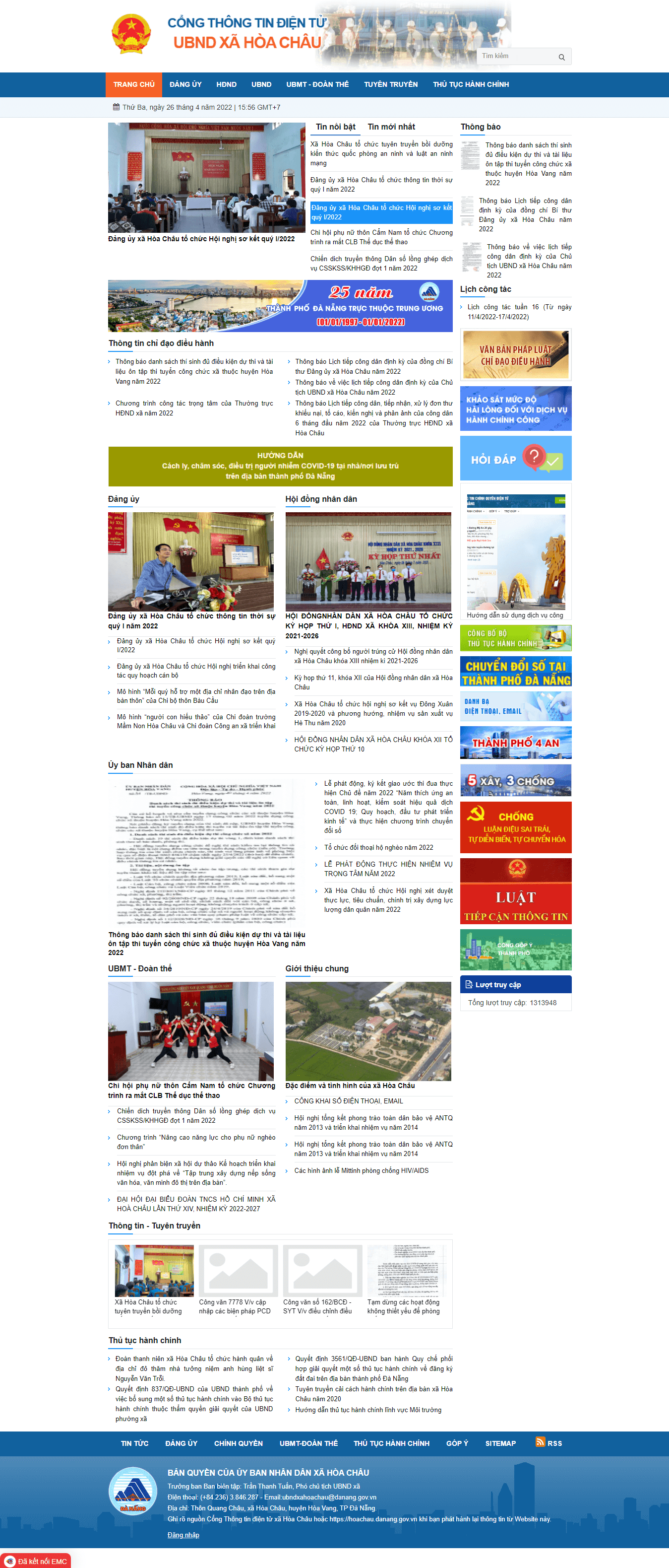 Mẫu website cổng thông tin điện tử – UBND xã Hòa Châu