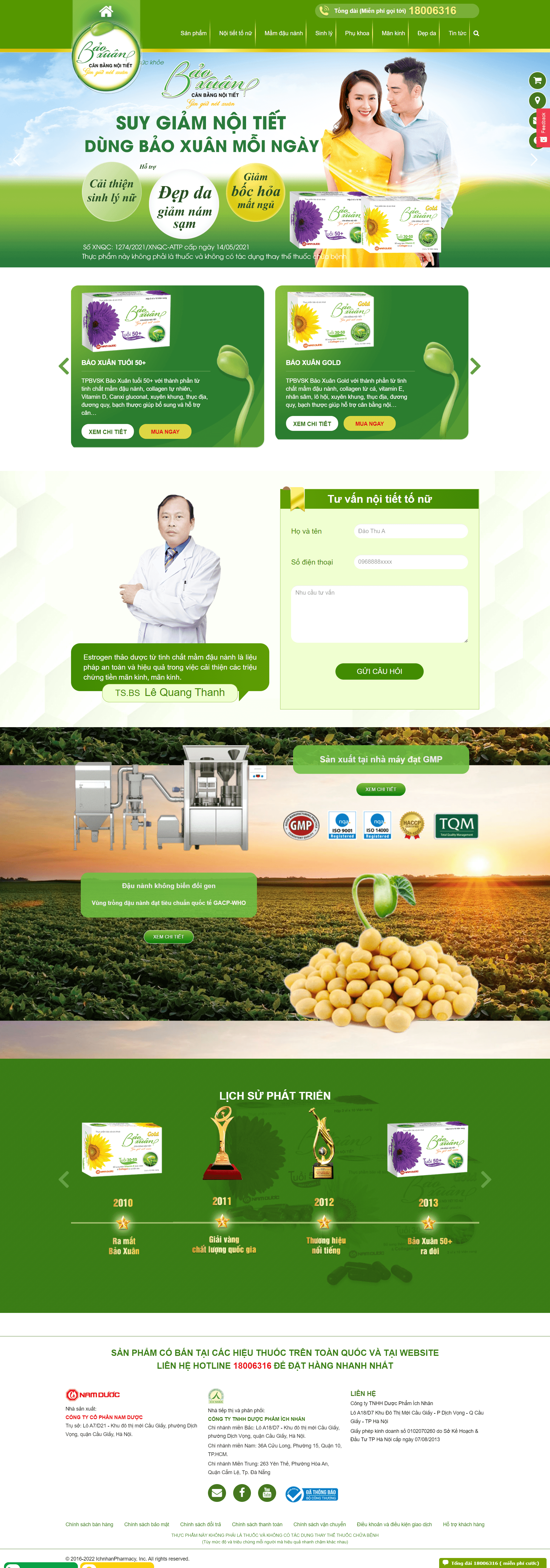 Mẫu giao diện website nhà thuốc Bảo Xuân