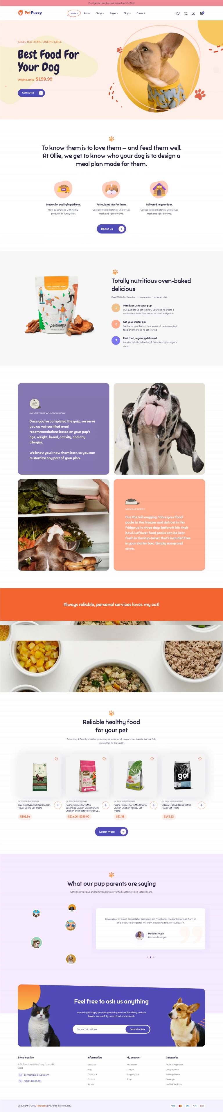 Mẫu website thực phẩm cho thú cưng
