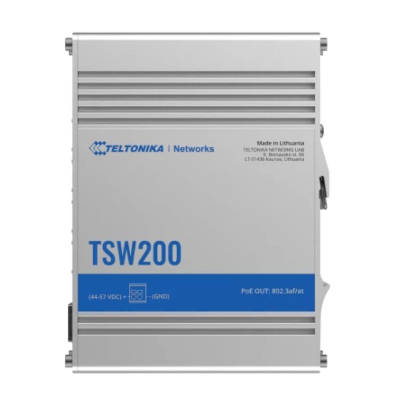 Switch PoE công nghiệp Teltonika TSW200, 8x 1GbE PoE+, 2x SFP Ports