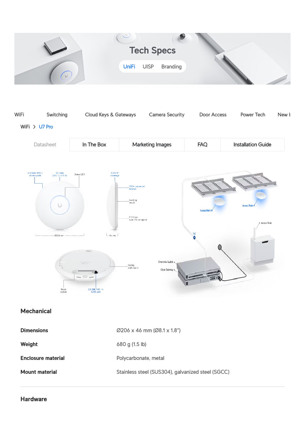 Bộ phát wifi Unifi U7 Pro (U7-Pro), Chuẩn WiFi 7 BE, 300+ User, Uplink 2.5Gb, Phủ sóng 150m2 - Ảnh 9