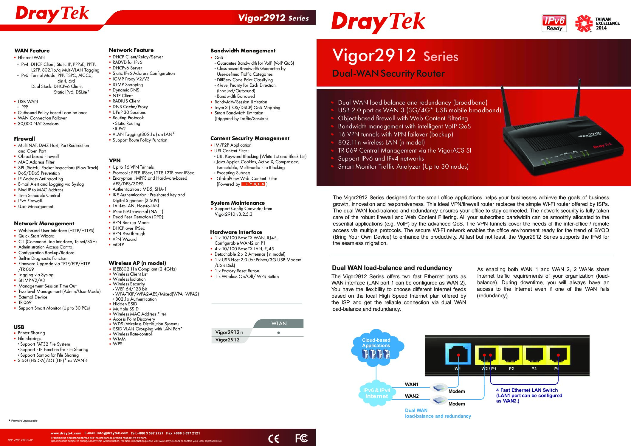 Thiết bị cân bằng tải Router Draytek Vigor2912Fn - Ảnh 4